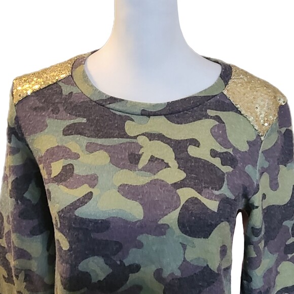 Simply Southern | Camo Green Turtles & Gold Sequin Sweater Dress, Size S (4-6) - Picture 6 of 9